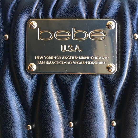 🌹👜💎bebe Diamanda Tote Black Quilted Mini Studs - Picture 4 of 8